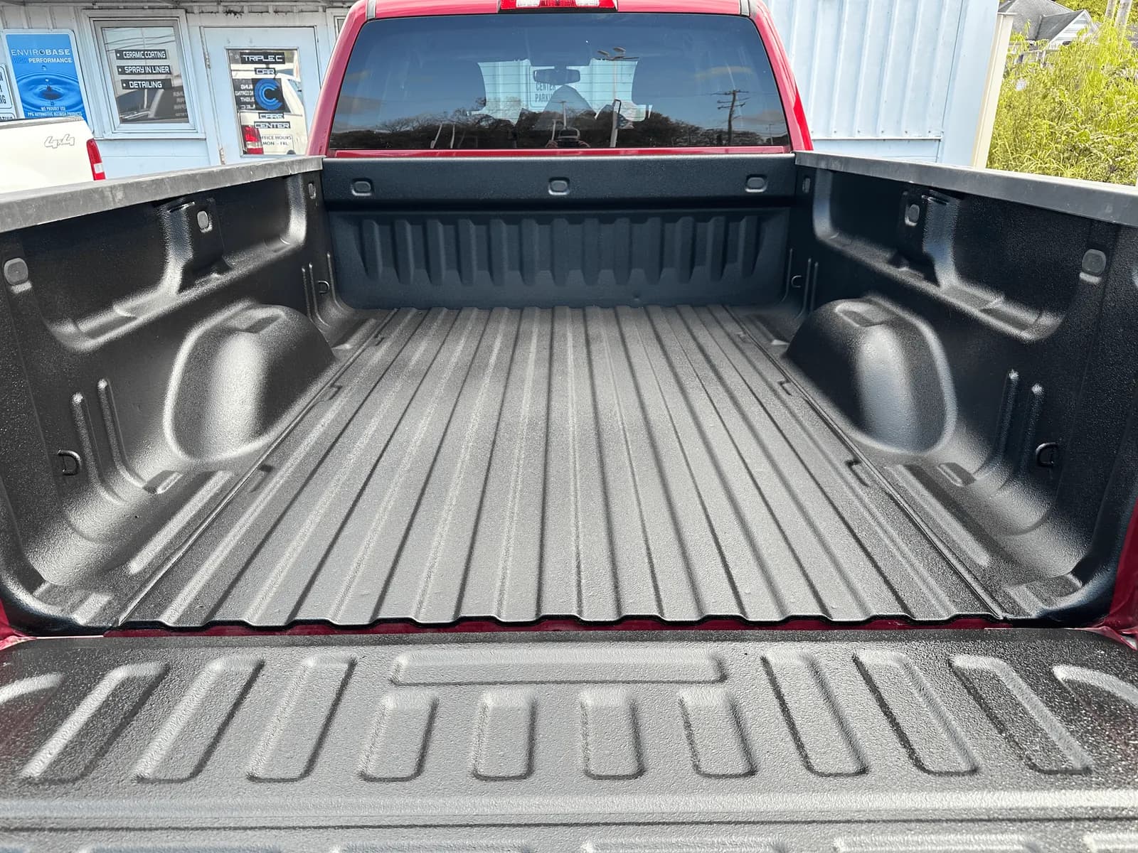 Finished spray-in bed liner on a pickup truck