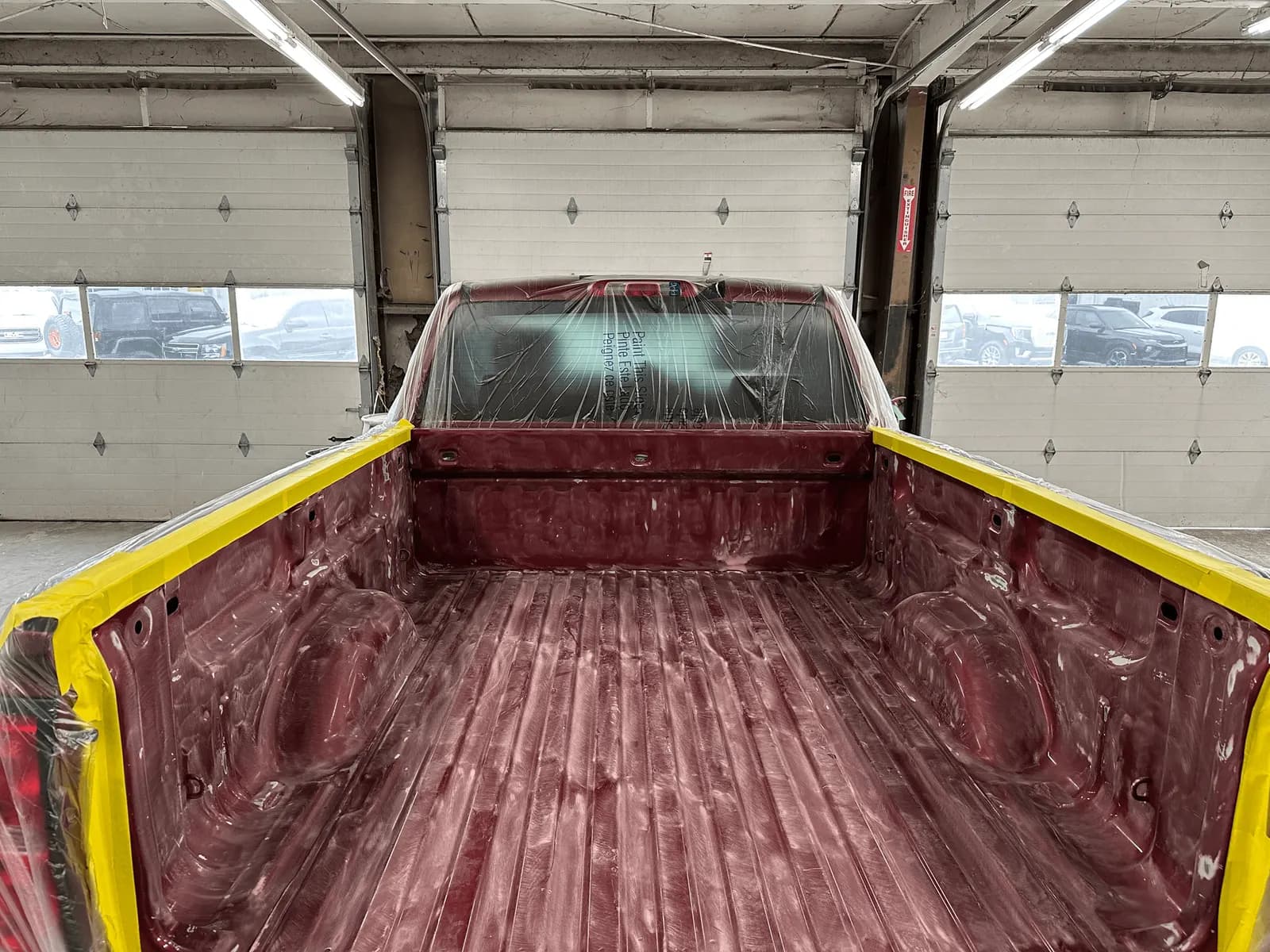 Truck bed before spray-in liner installation