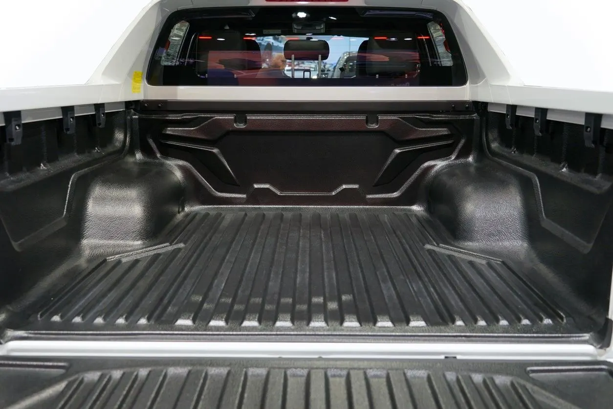 Close-up of a textured spray-in truck bed liner