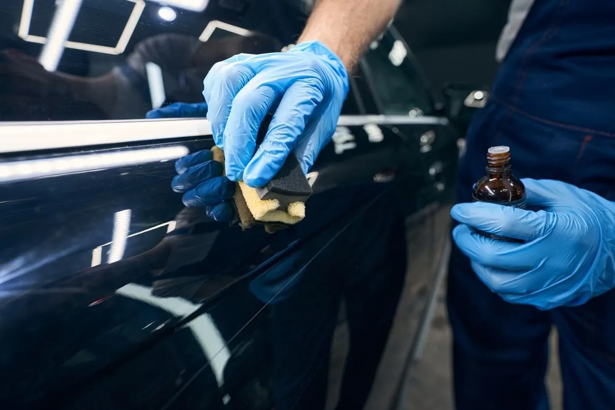 Deep gloss ceramic coating on a car's paint