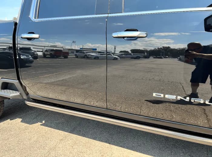 Polished vehicle side panel at the Henderson shop